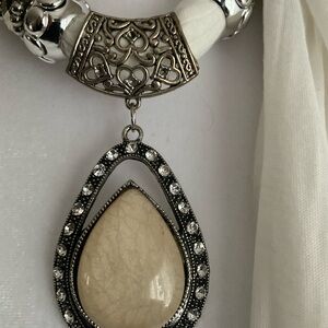 Pretty scarf necklace with beautiful beads and center stone